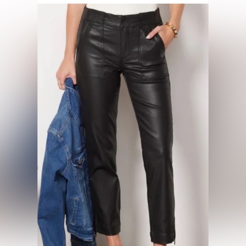 KUT From The Kloth Black Coated Reese Utility Pants Sz 0 NWT